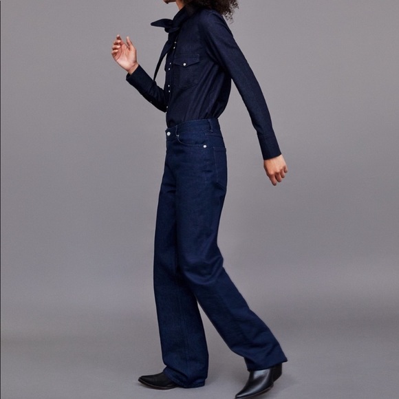 ZARA Heritage Straight Sunset Blue Denim Jeans 2 - Picture 8 of 14